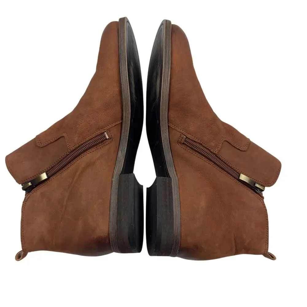 Franco Sarto Caramel Leather Zipper Classic Timeless Booties Women's Size 8